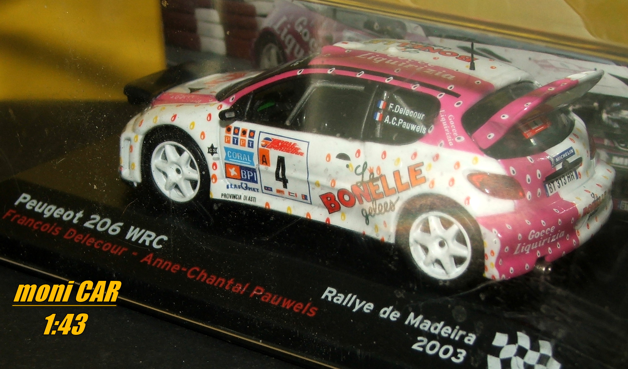 PEUGEOT 206 WRC No.4 NW F. Delecour- A-Ch Pauwels Rallye de Madeira 2003 (1:43) Altaya/IXO