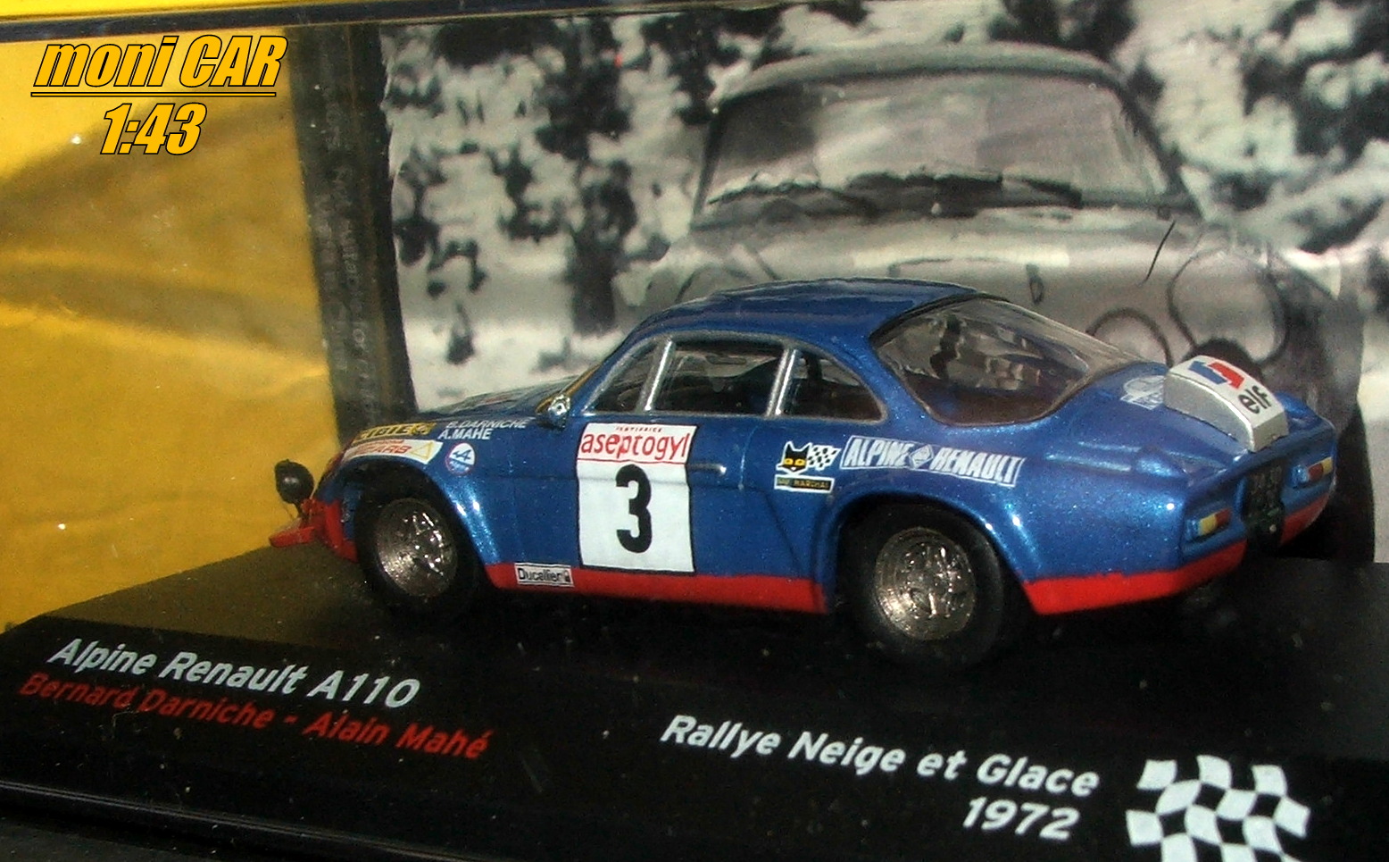 ALPINE RENAULT A110 No.3 - Bernard Darniche - Alain Mahé - Rally Neige et Glance - 1972 (1:43) Altaya/IXO