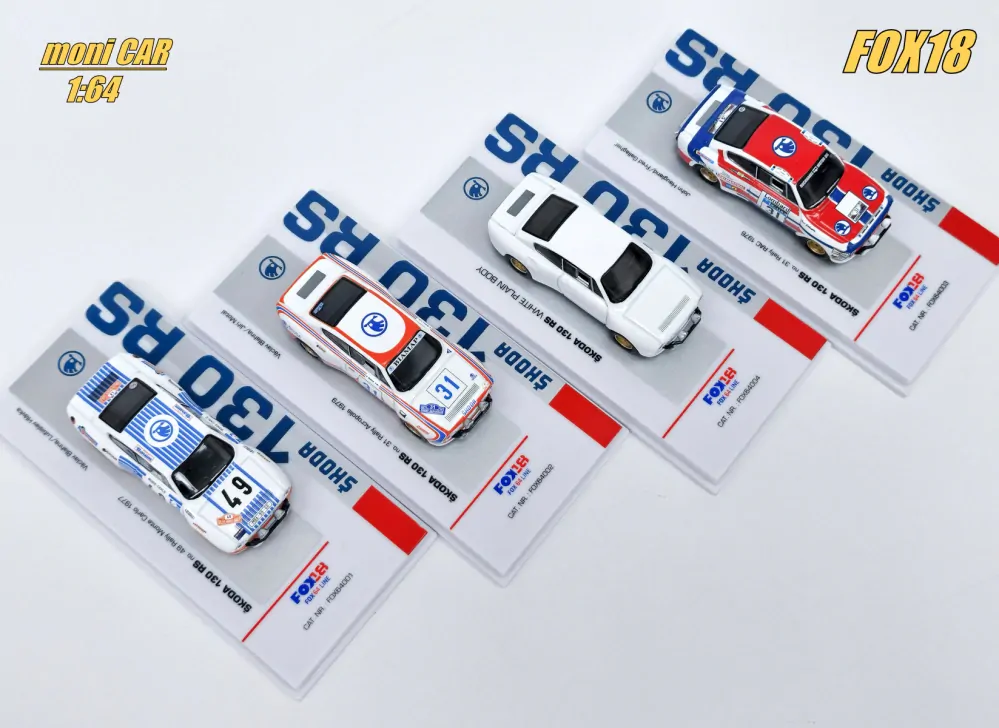 Set 4 legendárnych rally vozidiel ŠKODA 130 RS (1:64) FOX18