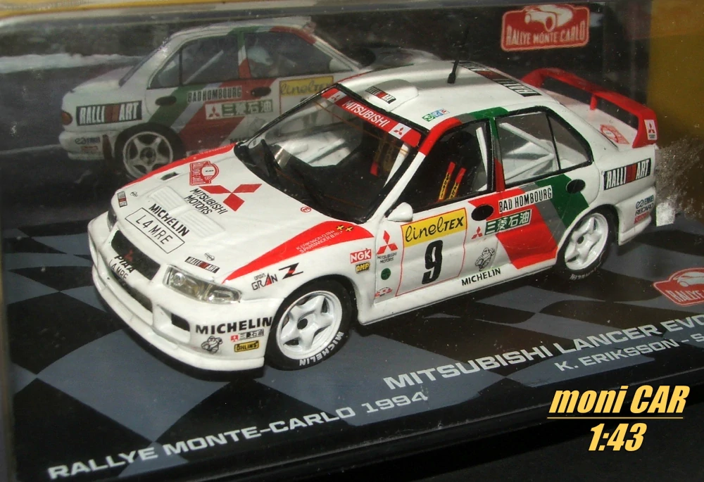 MITSUBISHI Lancer Evolution I No.9 K. Erikkson - S. Parmander - Rallye Monte Carlo 1994 (1:43) Altaya/IXO