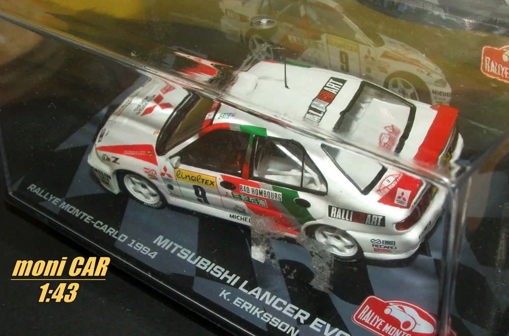 MITSUBISHI Lancer Evolution I No.9 - K. Erikkson - S. Parmander - Rallye Monte Carlo 1994 (1:43) Altaya/IXO