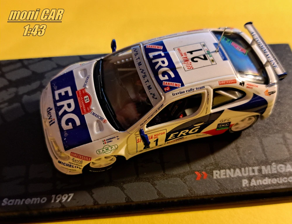 RENAULT Mégane Maxi No. 21 - Paolo Andreucci - Simona Fedeli - Rally Sanremo 1997 (1:43) Altaya/IXO