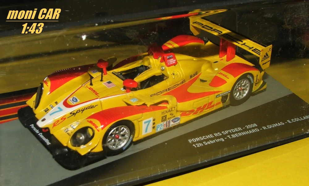 PORSCHE RS Spyder No.7 - 2008 - T. Bernhard - R. Dumas - E. Collard - 12h Sebring (1:43) Altaya/IXO