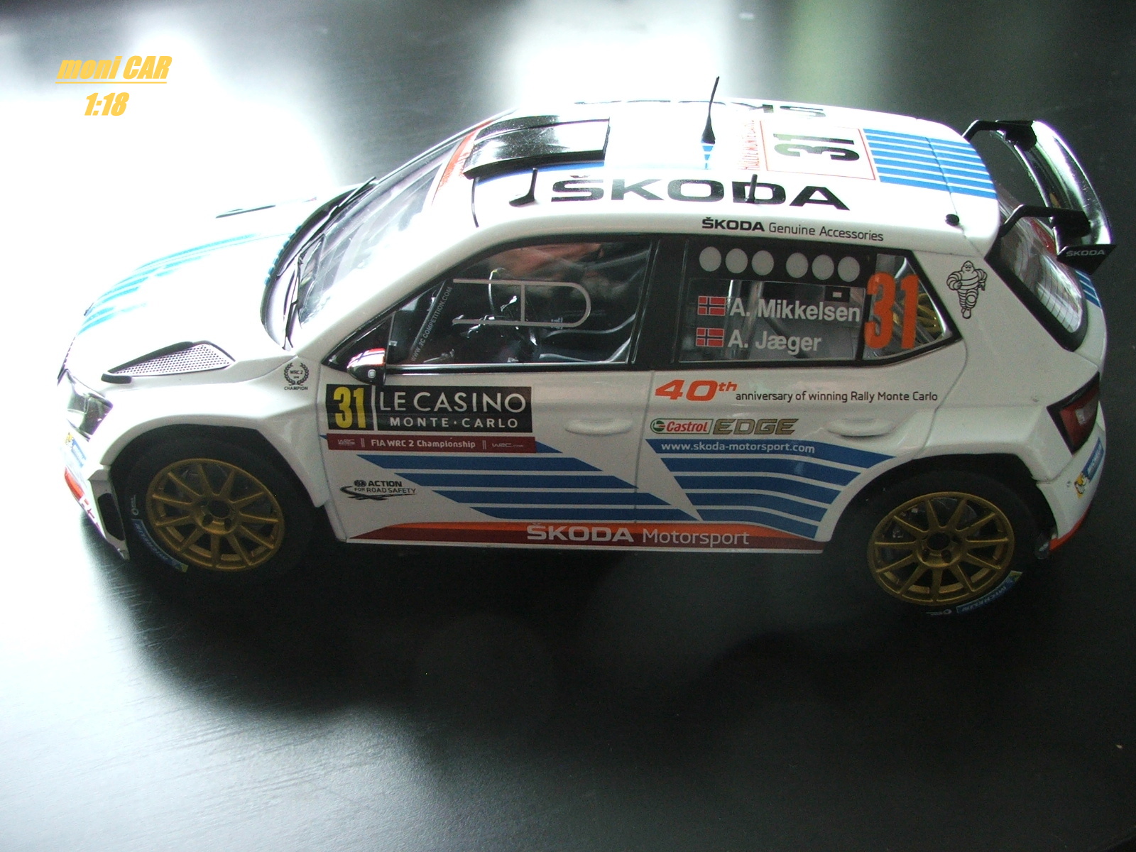 FOX18 Škoda Fabia R5 A. Mikkelsen / A. Jaeger "31" winner WRC2 Rally Monte Carlo 2017 (1:18)