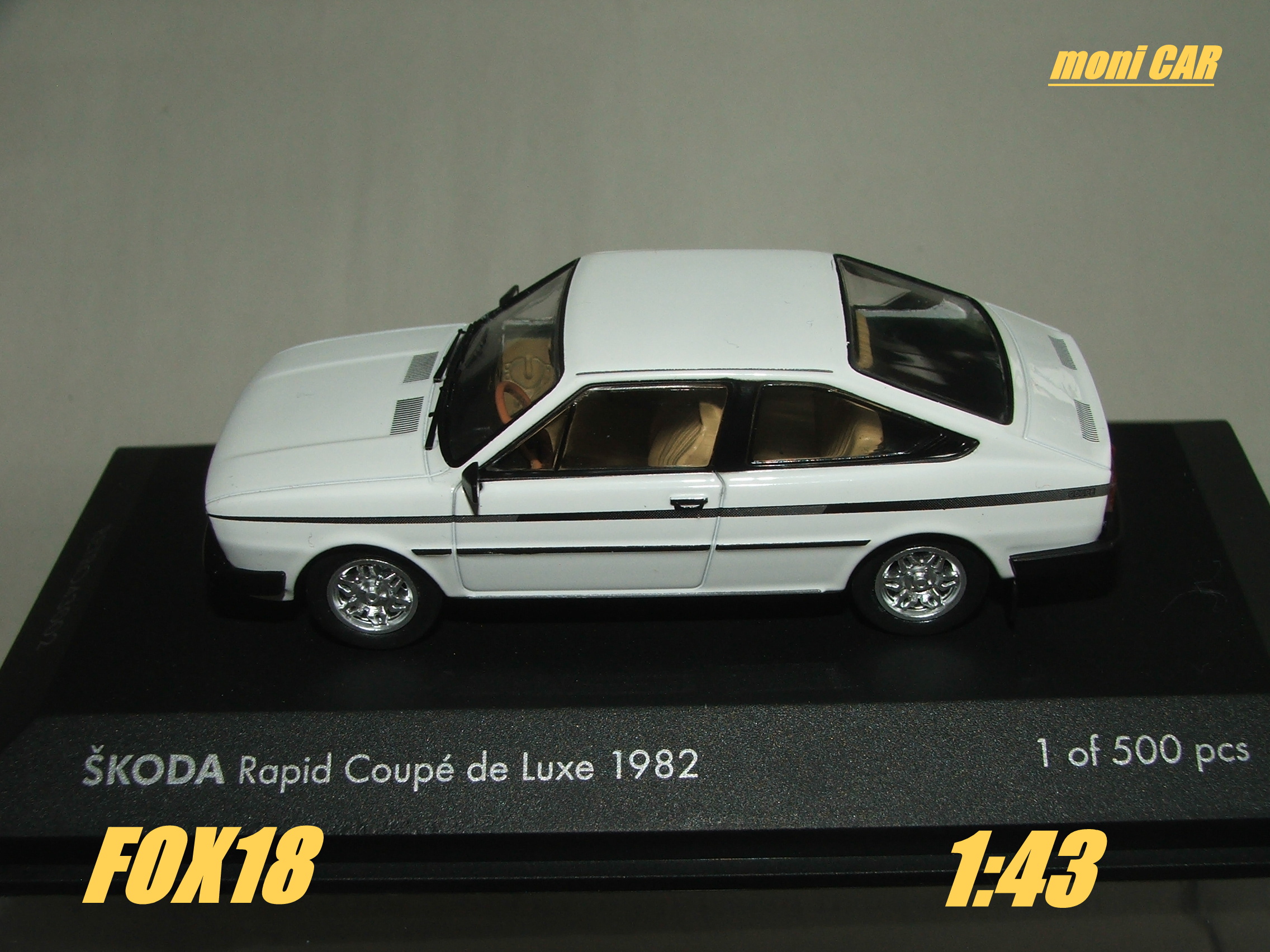 Škoda Rapid Coupe de Luxe Autosalon Ženeva 1982 retro line (1:43) FOX18