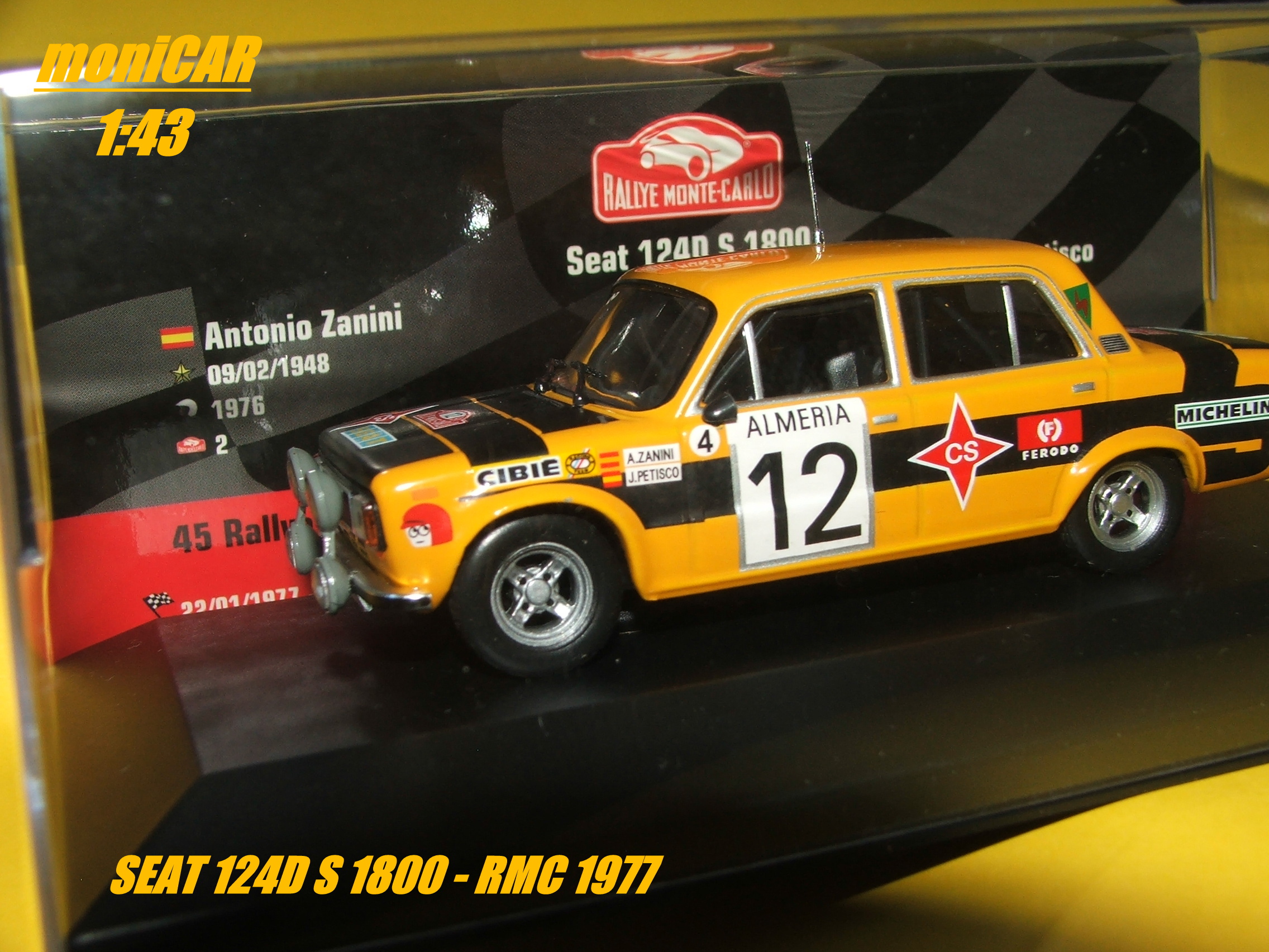 SEAT 124D S 1800 No. 12 A. Zanini - J. Petisco Rallye Monte Carlo 1977 (1:43) Altaya/IXO