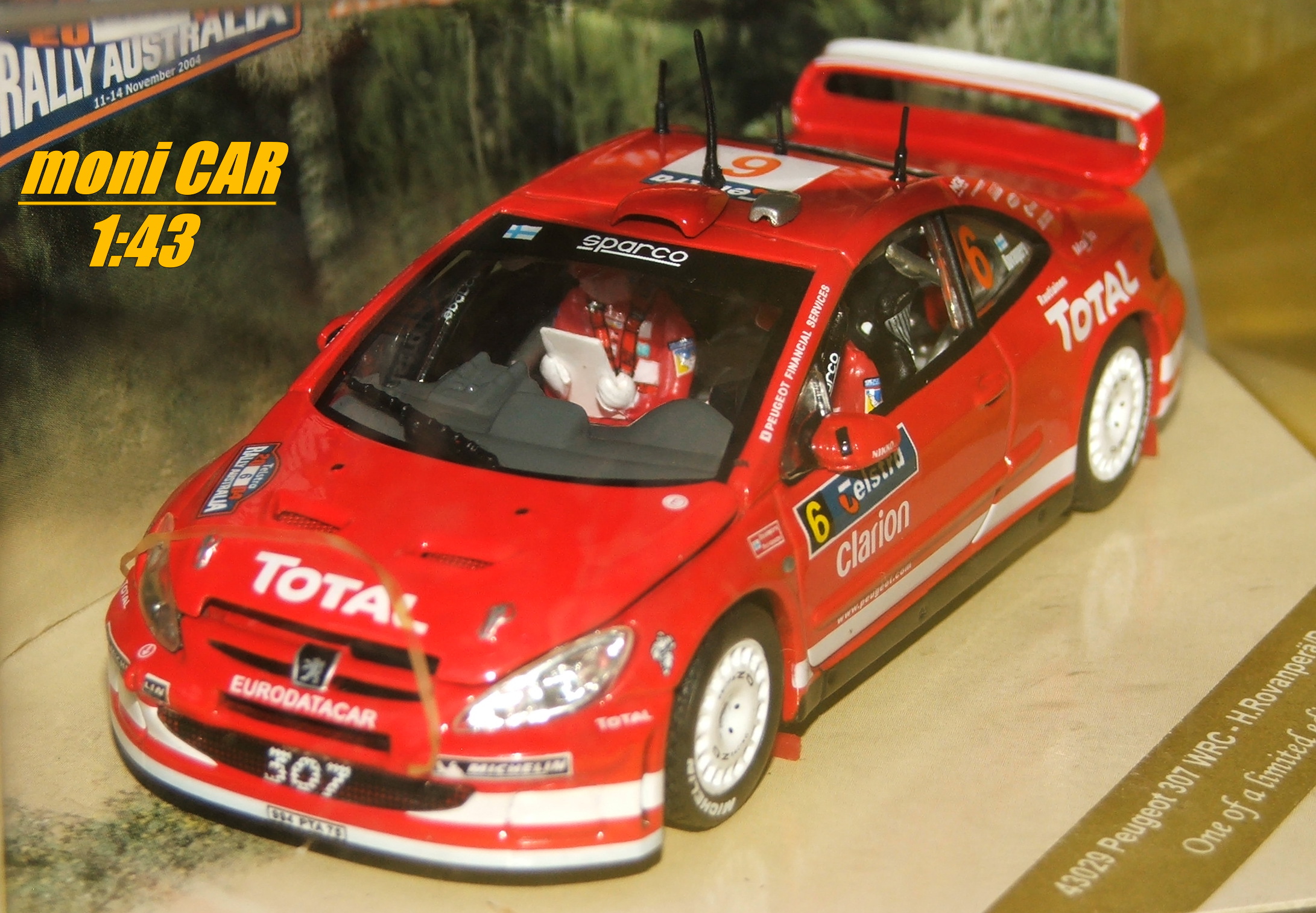 PEUGEOT 307 WRC No.6 - H. Rovanperä - R. Pietläinen Rally Auistralia 2004 (1:43) VITESSE