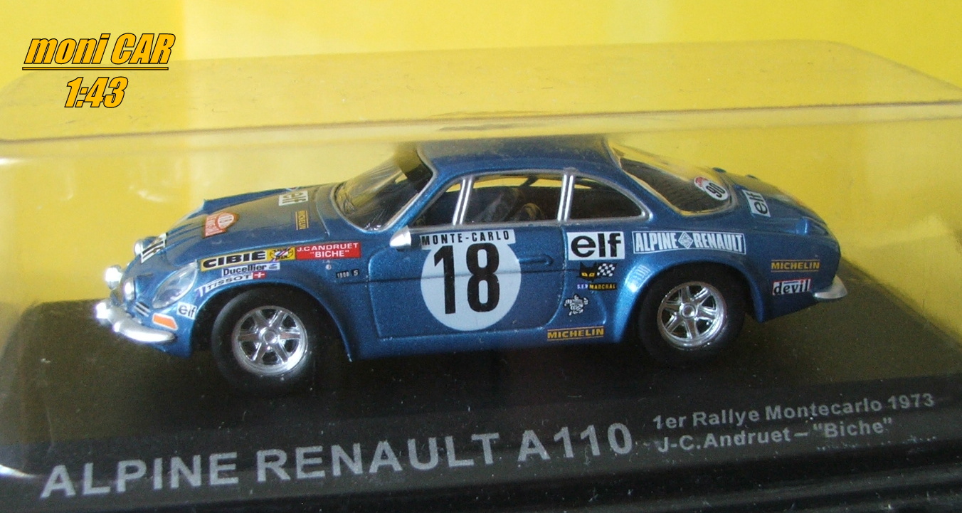 Alpine Renault A110 No.18 - H-C. Andruet - "Biche" - 1er Rallye Montecarlo 1973 (1:43) Altaya/IXO