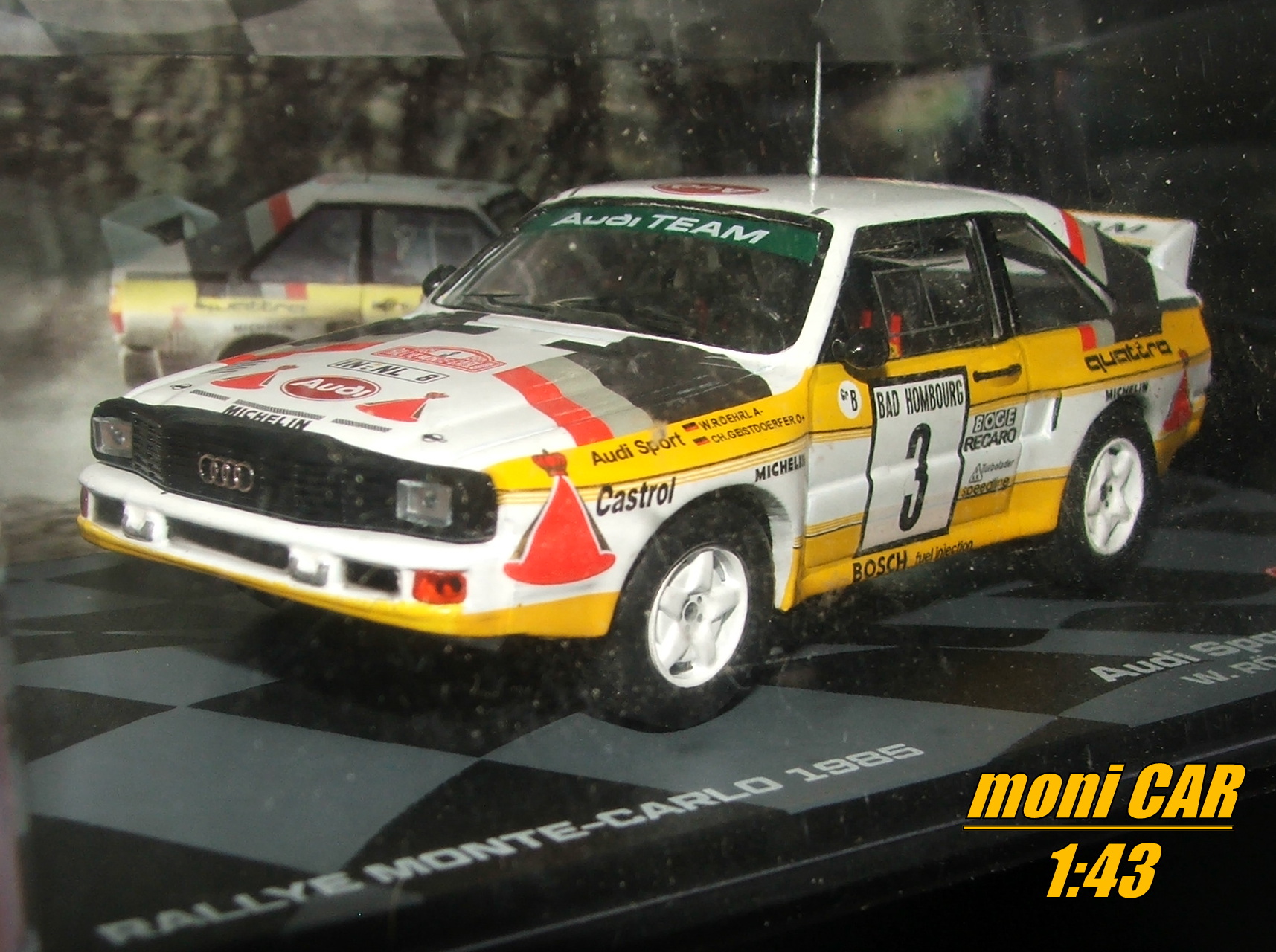 AUDI Sport quattro Rallye No.3 - W. Rohrl - C. Geistdorfer  Rallye Monte Carlo 1985 (1:43) Altaya/IXO
