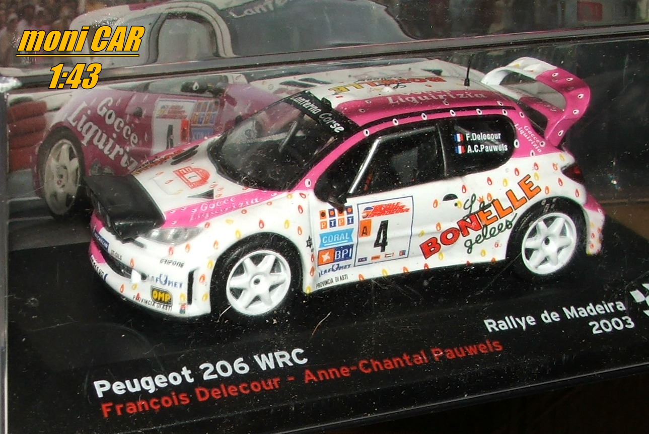PEUGEOT 206 WRC No.4 NW F. Delecour- A-Ch Pauwels Rallye de Madeira 2003 (1:43) Altaya/IXO