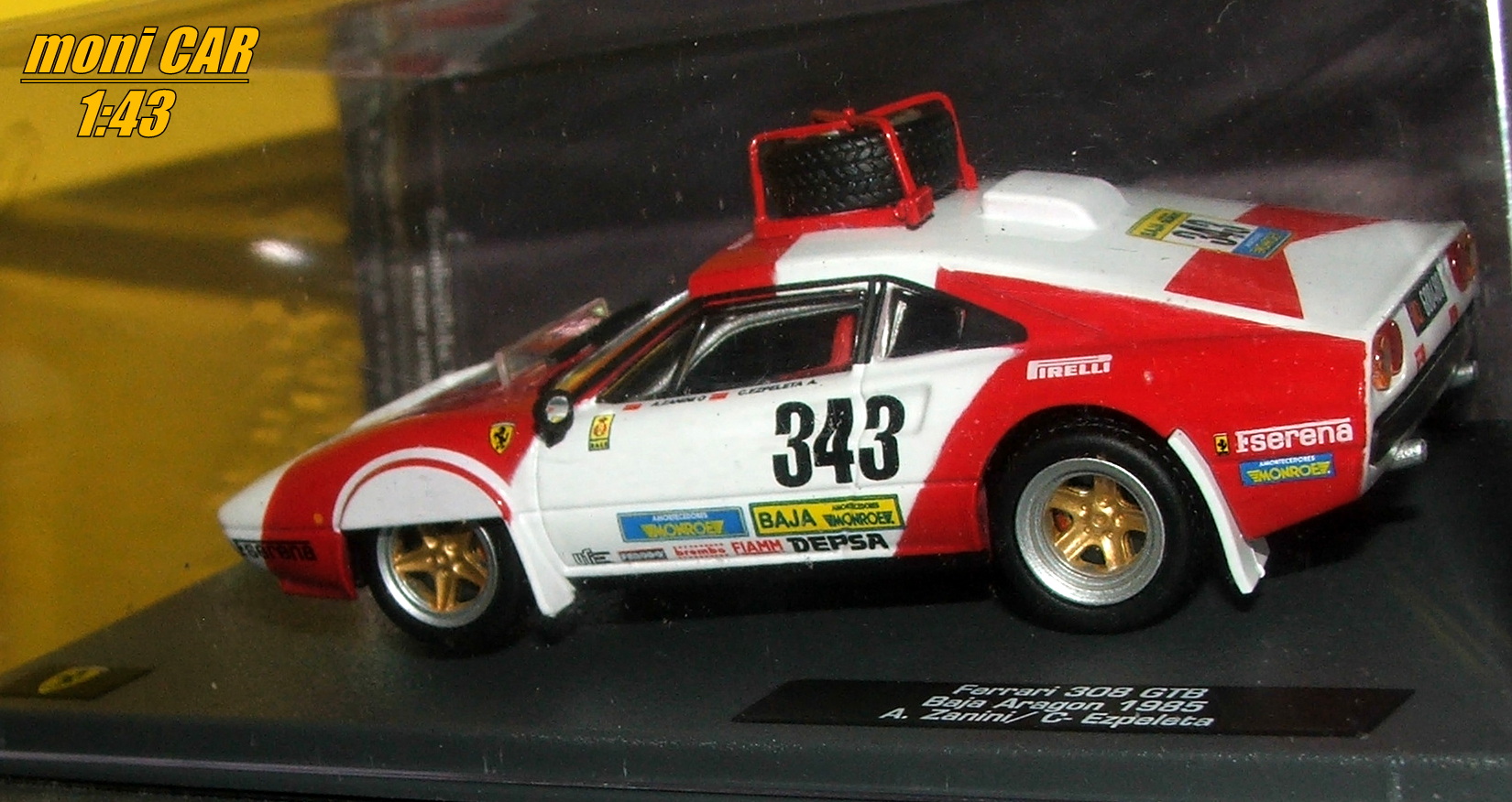 FERRARI 308 GTB No.343 - A. Zanini - C. Ezpeleta - Baja Aragon 1985 (1:43) Altaya/IXO