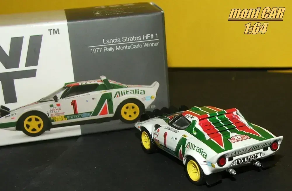 LANCIA Stratos HF No.1 - Sandro Munari - Silvio Maiga Winner Rallye Monte Carlo 1977 (1:64) MINI GT
