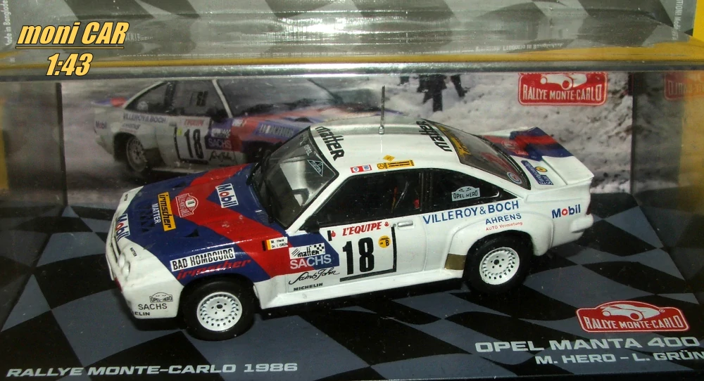 OPEL Manta 400 No.18 - M. Hero - L. Grun - Rallye Monte Carlo 1986 (1:43) Altaya/IXO
