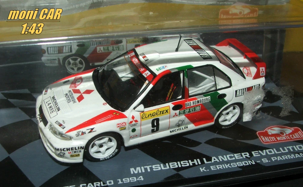 MITSUBISHI Lancer Evolution I No.9 - K. Erikkson - S. Parmander - Rallye Monte Carlo 1994 (1:43) Altaya/IXO