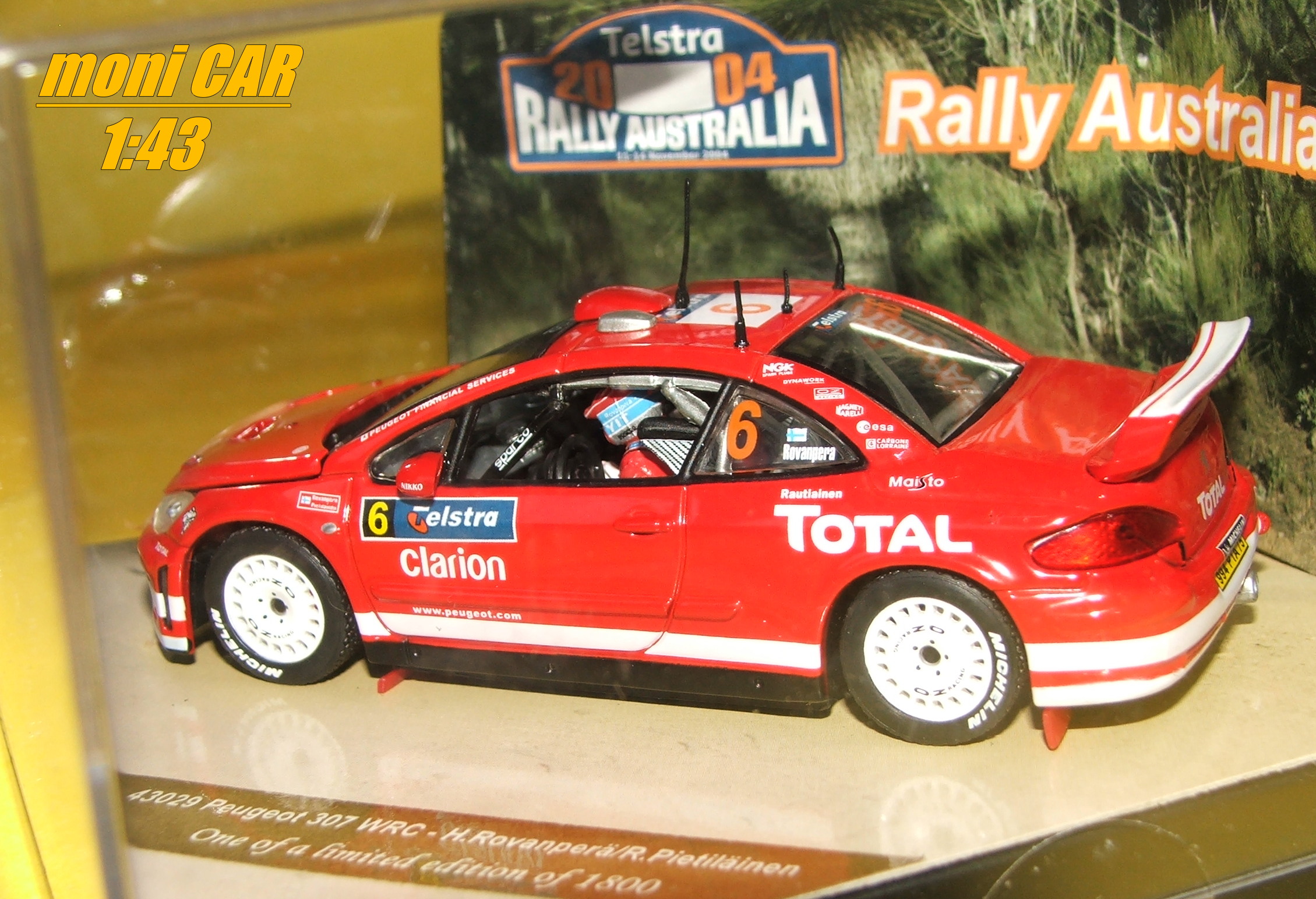 PEUGEOT 307 WRC No.6 - H. Rovanperä - R. Pietläinen Rally Auistralia 2004 (1:43) VITESSE
