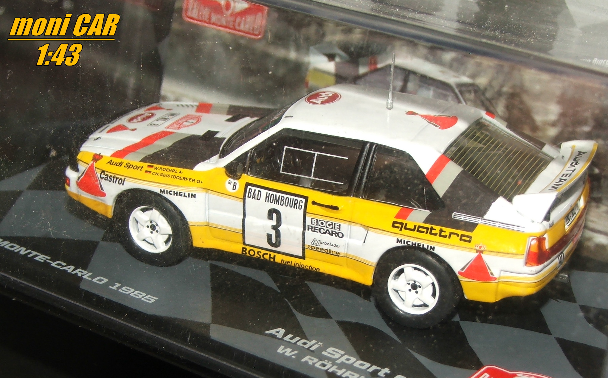 AUDI Sport quattro Rallye No.3 - W. Rohrl - C. Geistdorfer  Rallye Monte Carlo 1985 (1:43) Altaya/IXO