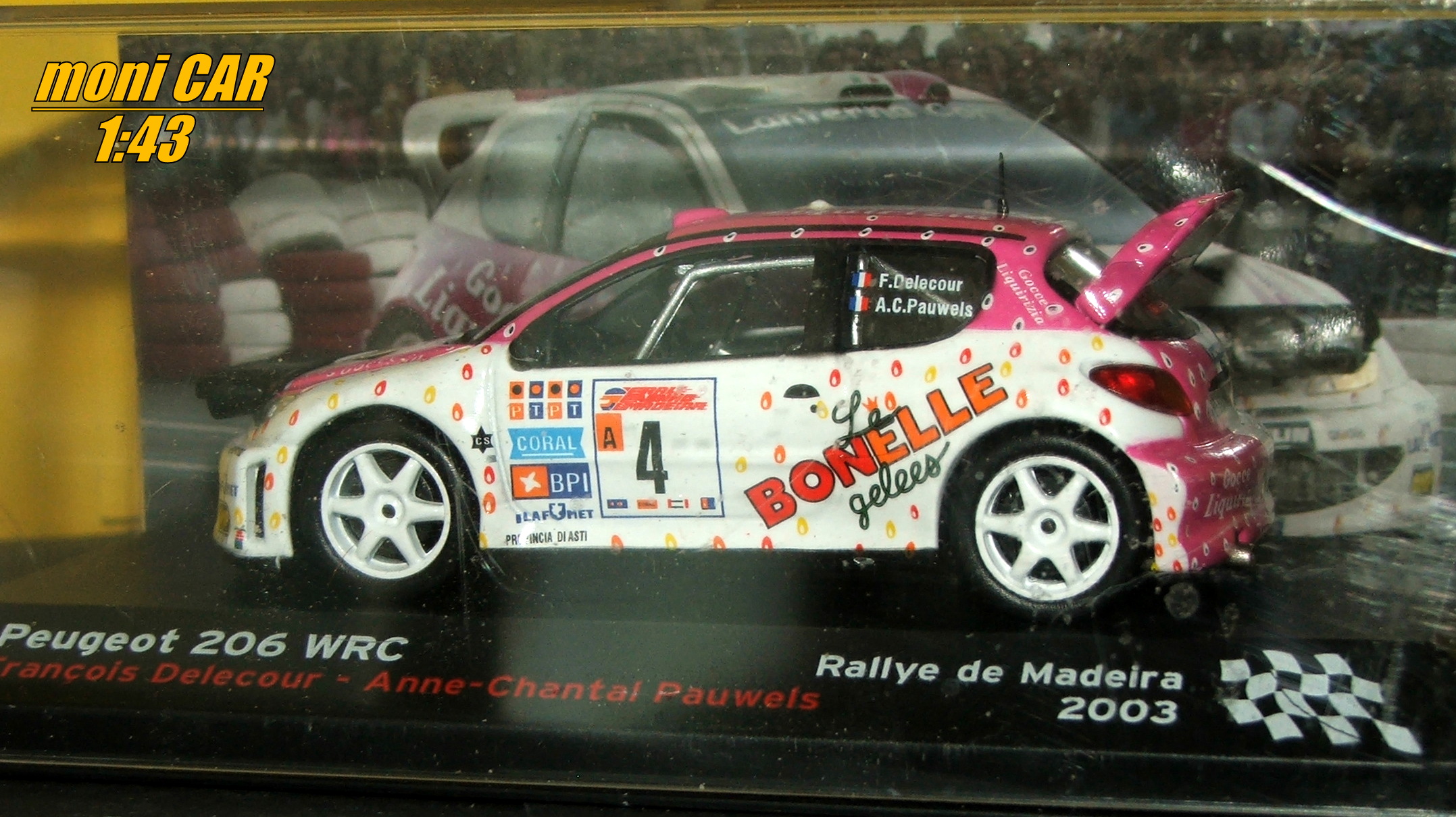 PEUGEOT 206 WRC No.4 NW F. Delecour- A-Ch Pauwels Rallye de Madeira 2003 (1:43) Altaya/IXO