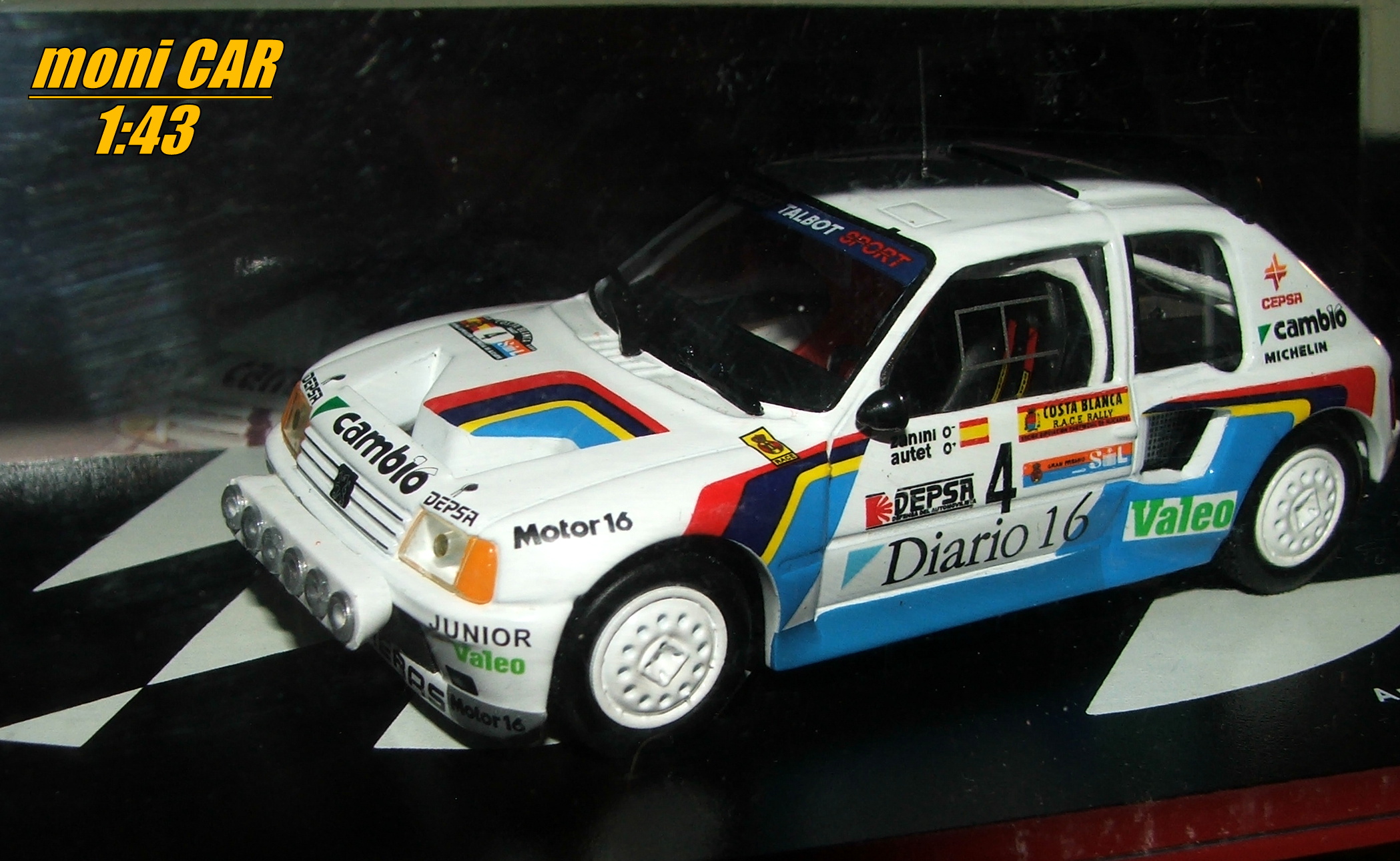 PEUGEOT 205 T16 No.4 - Antonio Zanini - Josep Autet - Rally RACE 1985 (1:43) Altaya/IXO