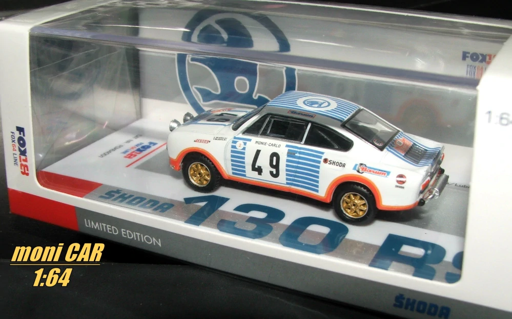 ŠKODA 130 RS No.49 - Václav Blahna - Lubislav Hlávka - Rally Monte Carlo 1977 (1:64) FOX18