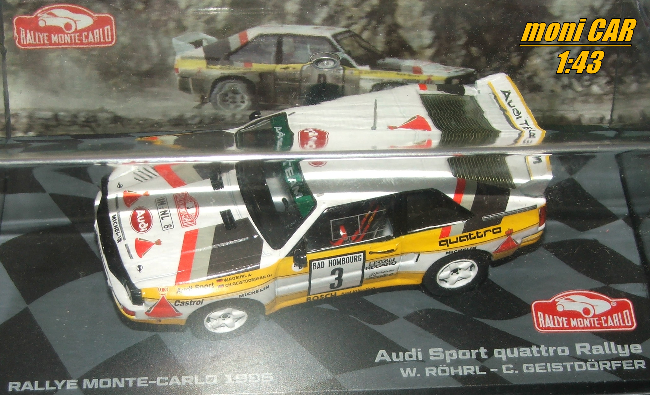 AUDI Sport quattro Rallye No.3 - W. Rohrl - C. Geistdorfer  Rallye Monte Carlo 1985 (1:43) Altaya/IXO