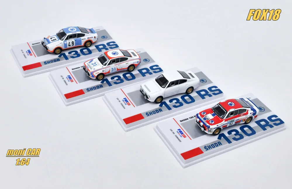 Set 4 legendárnych rally vozidiel ŠKODA 130 RS (1:64) FOX18
