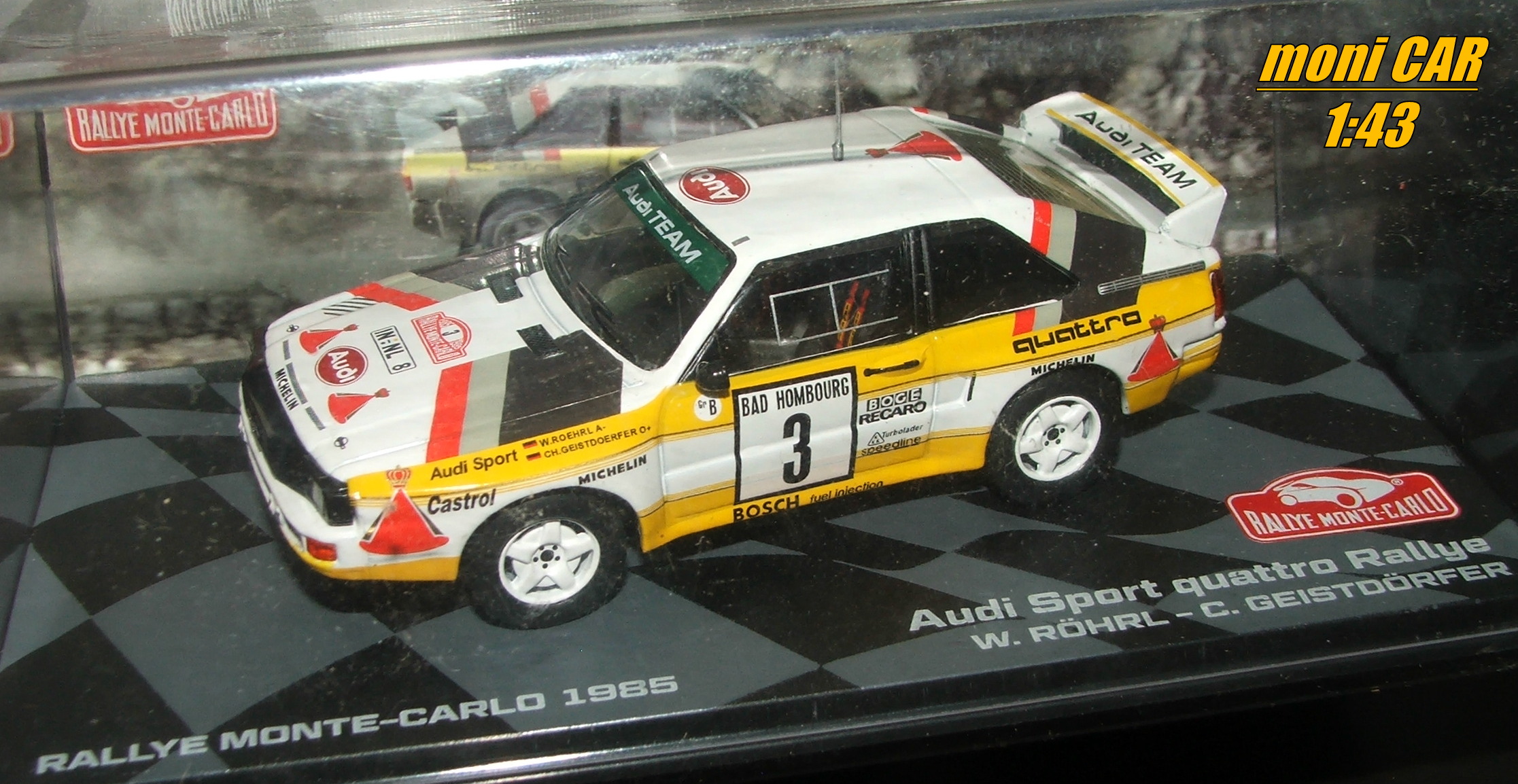 AUDI Sport quattro Rallye No.3 - W. Rohrl - C. Geistdorfer  Rallye Monte Carlo 1985 (1:43) Altaya/IXO