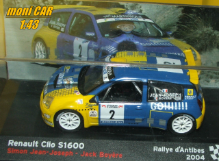 RENAULT Clio S1600 No.2 - Simon Jean-Joshep - Jack Boyére  rally  d´Antibes 2004 (1:43) Altaya/IXO
