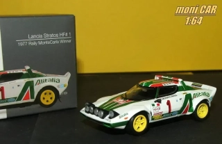 LANCIA Stratos HF No.1 - Sandro Munari - Silvio Maiga Winner Rallye Monte Carlo 1977 (1:64) MINI GT